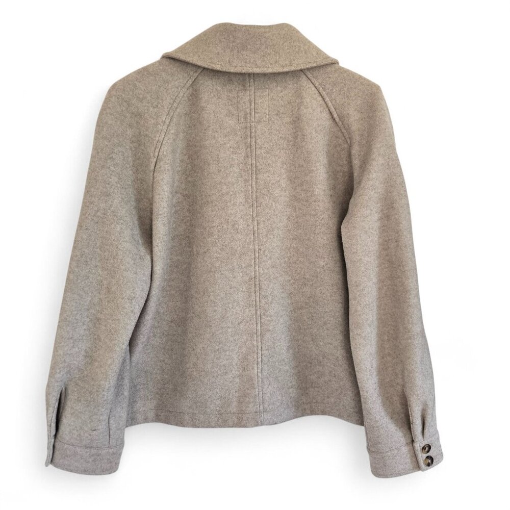 Avec Les Filles Womens Beige Wool-Blend Zip-Up Jacket Front Pockets Size Small - Picture 6 of 15